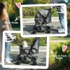 PawHut Dog Stroller, Pet Stroller, Foldable Dog Cat Travel Pushchair with Reversible Handle, EVA Wheels, Brake, Basket, Adjustable Canopy, Safety Leash, for Small Dogs, Grey