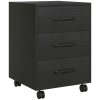 HOMCOM 3-Drawer Filing Cabinet, Mobile File Cabinet for Home Office, Small Rolling Filing Cabinet, Printer Stand, Under Desk File Cabinet for A4, Letter-Size Files, Black Wood Grain