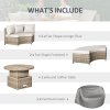 Outsunny 5 Pieces Outdoor PE Rattan Round Garden Daybed with Cushions, Aluminium Patio Furniture Set Lounge Chair Conversation Sofa Set with Liftable Coffee Table and Protect Cover, Grey
