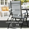 Outsunny 5 Pieces Garden Dining Set, 4 Seater Garden Furniture Set with Parasol Hole, Outdoor Dining Set with High Back Folding Chairs and Square Metal Top Table for Outdoor Patio, Grey