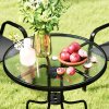 Outsunny 5 Pieces Garden Dining Set, 4 Seater Garden Furniture with High Back Stackable Chairs and Round Glass Top Table, Outdoor Bistro Set with Parasol Hole for Patio, Black