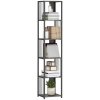 HOMCOM 5-Tier Bookshelf, Modern Tall Bookcase with Steel Frame, Freestanding Display Storage Unit for Living Room, Bedroom, Study, Home Office, Grey