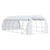 Outsunny 6 x 3 x 2 m Polytunnel Greenhouse with Roll-up Side Walls, Walk-in Grow House Tent with Steel Frame, Reinforced Cover, Zipped Door and 12 Mesh Windows for Garden, White