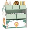 AIYAPLAY Kids Toy Storage Units, 3-Tier Toy Organiser Shelf with 6 Removable Fabric Boxes for Kids, Boys, Girls, Bedroom, Playroom, Nursery, Green