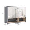 HOMCOM Bathroom Mirror Cabinet, Wall Mounted Bathroom Cabinet with Mirror, 3 Doors and Cupboards, Grey