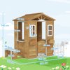 Outsunny Wooden Playhouse for Kids Outdoor Wendy House with Door, Windows, Mailbox, Flower Pot Holder, Serving Station, Bench for Children, Toddlers, Yellow
