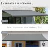 Outsunny 3x2.5m LED Light Full Cassette Case Electric/Manual Awning Door Window Sun Shade Patio Canopy Retractable w/ Remote Grey