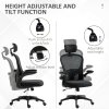 Vinsetto High Back Office Chair, Mesh Computer Desk Chair with Rotatable Headrest, 4D Lumbar Support, Flip-up Arm, Adjustable Height, Black