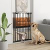 PawHut Extra Tall Dog Gate with Cat Flap, Pet Safety Gate for Doorways Stairs with Auto Close Double Locking, 104 cm Tall 74-80 cm Wide, Black