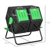 Outsunny Dual Chamber Garden Compost Bin, 130L Rotating Composter, Compost Maker with Ventilation Openings and Steel Legs, Green and Black