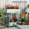Outsunny 2 Tier Plant Stand, Metal Plant Rack Shelf with Drain Holes, Floor-standing Flower Pot Stand for Indoor Outdoor Garden Patio Balcony Living Room, Green
