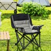 Outsunny Folding Camping Chair for Adults, Portable Padded Folding Chair with Cup Holders, Side Pockets and Carry bag for Picnic, Hiking, Fishing, Grey