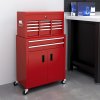 HOMCOM Tool Chest, Metal Tool Cabinet on Wheels with 6 Drawers, Pegboard, Top Chest and Roller Cabinet Combo, 61.6 x 33 x 108cm, Red