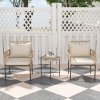 Outsunny 3 Piece Rattan Bistro Set, Wicker Garden Furniture Set with Cushions, Glass Top Coffee Table and Chairs for Outdoor, Patio, Balcony, Beige