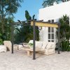Outsunny 3 x 3(m) Pergola with Retractable Roof, Aluminium Frame Garden Gazebo Canopy Outdoor Sun Shade Shelter for Grill, Patio, Deck, Khaki