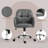 HOMCOM Computer Desk Chair, PU Leather Swivel Office Chair, Makeup Vanity Chair with Height Adjustable, Wheels, for Home Study Bedroom, Grey