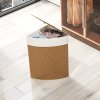 HOMCOM Bamboo Laundry Basket with Lid, 55L Corner Laundry Hamper with Removable Washable Liner Bag, Bathroom Triangle Washing Basket, 35 x 35 x 60 cm