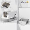 PawHut Stainless Steel Litter Box with Lid, Extra Large Hooded Cat Litter Tray for Big Cats with Front-Entry and Top-Exit, Metal Scoop, Deodorizer Bag, Non-Sticky, Odour Control and Easy Clean