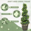 HOMCOM Set of 2 Decorative Artificial Plants, Boxwood Spiral Topiary Tree with Lavender and Pot, Fake Plants for Home Indoor Outdoor Decor, 90cm
