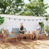 Outsunny 4 Pieces Garden Furniture Set with Cushions, Wooden Garden Sofa Set with 1 Loveseat, 2 Armchairs and 1 Coffee Table, Outdoor Table and Chairs for Conservatory, Balcony, Patio, Teak