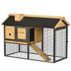 PawHut 2 Tiers Rabbit Hutch and Run, Guinea Pig Hutch Outdoor with Sliding Tray, Ramp, for 1-2 Rabbits
