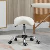 HOMCOM Cosmetic Stool 360?? Rotate Height Adjustable Salon Massage Spa Chair Hydraulic Rolling Faux Leather Saddle Stool Mobility, Cream