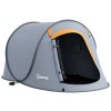 Outsunny 2 Man Pop up Tent, Camping Tent, 2000mm Waterproof with Portable Carry Bag for Fishing Hiking Backpacking, Grey