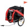 PawHut Folding Dog Bike Trailer Pet Cart Carrier for Bicycle Travel with Hitch Coupler in Steel Frame - Red & Black