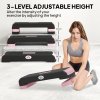 HOMCOM Aerobic Step, 10cm, 15cm & 20cm Height Adjustable Exercise Stepper for Exercise Workout, Nonslip Step Board Great for Home & Office, Black and Pink