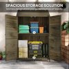 Outsunny Lean-to Small Shed, Tall Wooden Garden Shed with Slatted Bottom, Magnetic Doors, Double Shelves, Outdoor Tool Log Store, 103.5 x 59 x 174.5 cm, Olive Brown