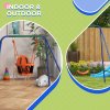 Outsunny 2 In 1 Nursery Swing for Toddlers, Kids, Garden Swing Set with Comfortable Seats, Safety Belt for Indoor, Outdoor Play - Blue and Orange