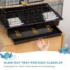 PawHut Metal Bird Cage with Plastic Swing Perch Food Container Tray Handle for Finch Canary Budgie 43.5 x 33 x 63 cm, Black