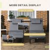 Outsunny Rattan Sun Lounger Set of 2, 5-Level Adjustable Garden Lounger Recliner with Cushion and Headrest, Outdoor Reclining Sunbed, Steel Frame Garden Chair for Patio, Beach, Terrace, Dark Grey