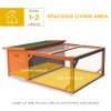 PawHut Rabbit Hutch Outdoor Guinea Pig Hutch with Run Small Animal Off-ground Duck House Hideaway Backyard with Openable Roof 125.5 x 100 x 49cm Orange
