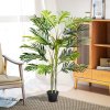 Outsunny Artificial Tree, 150cm Tropical Palm Tree, Fake Plants in Pots, Faux Green Plant for Indoor Outdoor Home Office Living Room Decoration