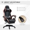 Vinsetto Computer Gaming Chair, PU Leather Desk Chair with Footrest, Swivel Task Chair with 135° Reclining Back and Lumbar Support, PC Chair for Adults, Black and Pink