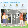 Outsunny Wooden Playhouse for Kids Outdoor Wendy House Indoor with Doors, windows, Plant Box, Floors, for 3-8 Years, for Garden, Lawn, Patio - Grey
