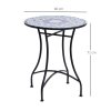 Outsunny 60 cm Mosaic Garden Table, Small Round Outdoor Side Table with Ceramic Top, Plant Stand for Patio, Balcony, Blue and White