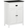 kleankin Bathroom Cabinet, Bathroom Storage Unit with Drawer, Double Door Cabinet, Adjustable Shelf for Living Room, Bedroom, White