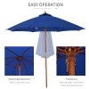 Outsunny 2.5m Garden Parasol Umbrella, Outdoor Market Table Umbrella with Wooden Pole & 8 Fibre Glass Ribs, Round Sun Shade Canopy, Blue