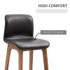 HOMCOM Bar Stools Set of 2, Faux Leather Breakfast Barstools with Backrest and Footrest, Bar Chairs for Kitchen, Dining Room, Dark Brown