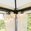 Outsunny 3 Seater Convertible Swing Chair, Outdoor Gazebo Swing Seat Bed with Double Tier Canopy, Cushioned Seat, Mesh Sidewalls and Curtains, Beige