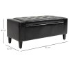 HOMCOM PU Leather Storage Ottoman Bench Storage Chest Tufted Ottoman Cube w/ Flipping Top 92L x 40W x 40H cm