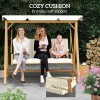 Outsunny 3 Seater Garden Swing Seat with UPF30+ Adjustable Canopy, Swing Chair with Cushion, Outdoor Hammock Bench for Balcony Patio, Beige