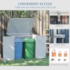 Outsunny 5ft x 3ft 2-Bin Garden Storage Shed, Double Rubbish Metal Storage Shed, Hideaway Dustbin with Locking Doors and Openable Lid, Grey