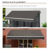 Outsunny 3 x 2m Manual Window Awning Canopy Garden Outdoor Shelter Patio Sun Shade UV Blocker Light Weight Aluminium Frame w/ Hand Crank Grey