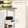 HOMCOM Rolling Kitchen Island Cart, Bar Serving Cart, Compact Trolley on Wheels with Wood Top, Shelves & Drawers for Home Dining Area, White