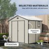 Outsunny 8 x 6ft Plastic Garden Storage Shed with Foundation Kit, Polypropylene Outdoor Storage Tool House with Ventilation Slots and Lockable Door, Cream White