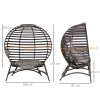 Outsunny Egg Chair with Soft Cushion, Outdoor Lounge Chair with Steel Frame and Side Pocket, Garden Leisure Seat for Indoor, Outdoor, Brown