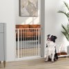 PawHut Dog Gate Wide Stair Gate w/ Door Pressure Fit Pets Barrier for Doorway, Hallway, 76H x 75-85W cm - White